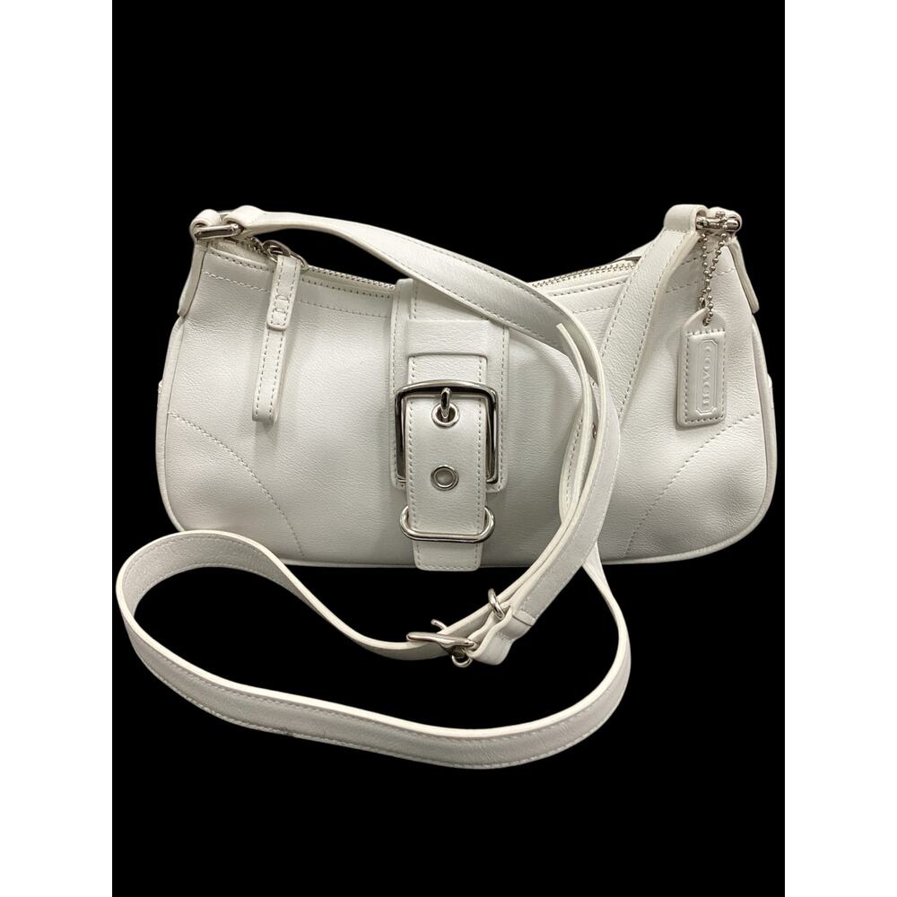 Vintage Coach Purse Women’s One Size 7540 Hampton Leather Zipper White Rare!
